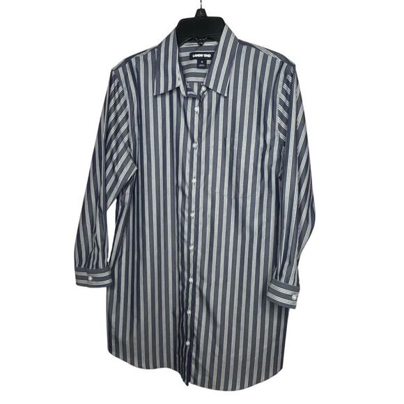 Land's End 100% Supima Cotton Striped Button Up Long Sleeve Shirt Size 6 - Picture 1 of 11